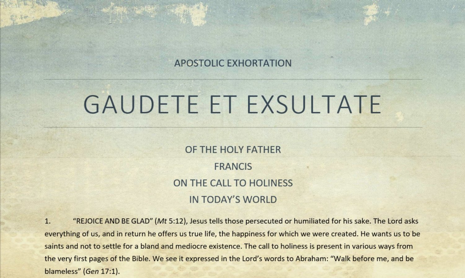 PDF) 01. The Context and Overview of Gaudete et Exsultate